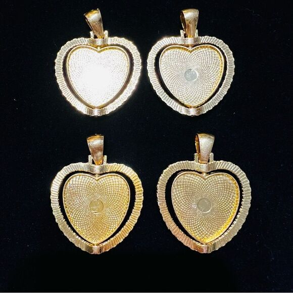 Bundle of 4 Gold  Metal Rhinestone Heart Pendants - Picture 8 of 9